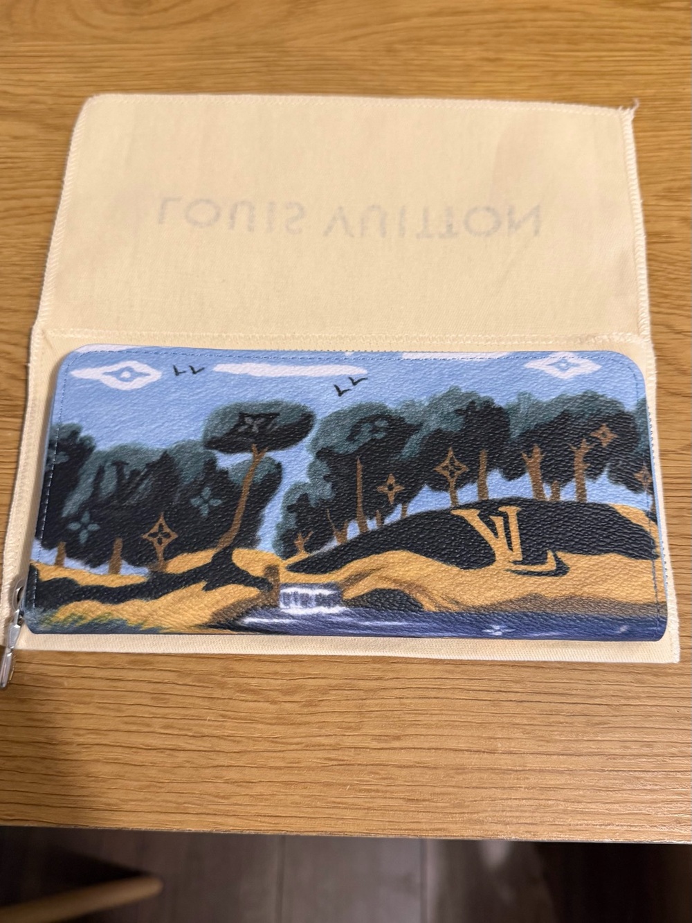 Louis Vuitton Blue, Gold & Green Scenic Zip Wallet